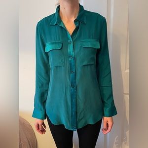 Equipment emerald green silk blouse